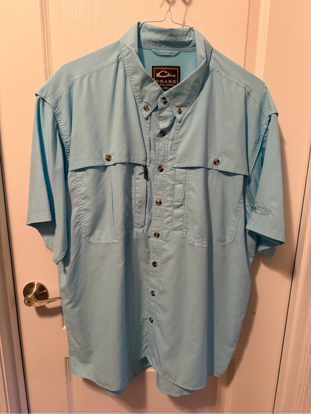 Drake Light Blue Short-Sleeve Button-Down Shirt